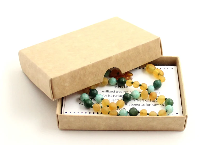 Collares de piedras preciosas de ámbar y amazonita