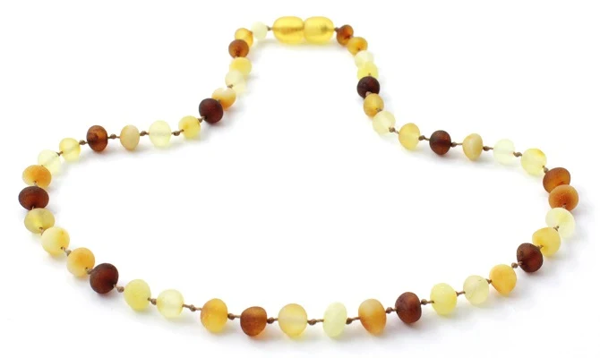 NBBR-10 Collar de dentición de mezcla de piedra ámbar sin pulir