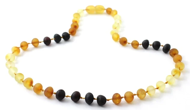 Collar de bebé crudo de arcoíris moderno de ámbar