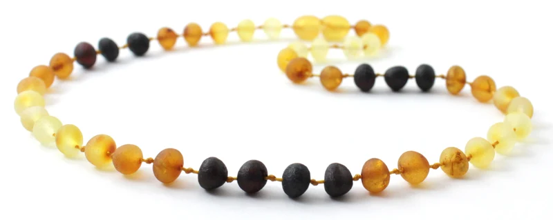 Collar de bebé crudo de arcoíris moderno de ámbar