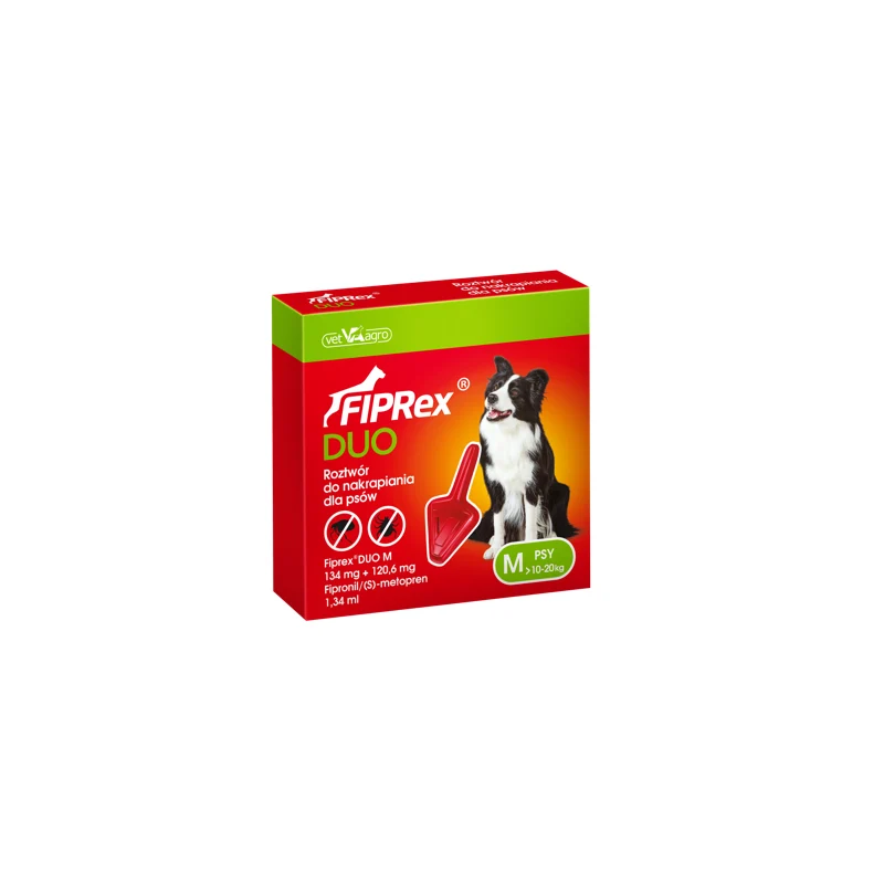 Fiprex Duo Perro 10-20 kg – 12 Pipetas Antiparasitarias Spot-On