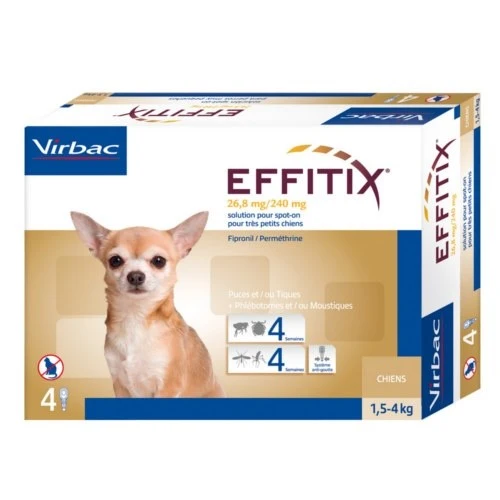 Effitix Pipetas Antiparasitarias para Perros | Fipronilo + Permetrina | 4 Pipetas