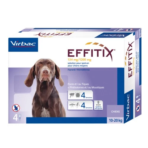 Effitix Pipetas Antiparasitarias para Perros | Fipronilo + Permetrina | 4 Pipetas