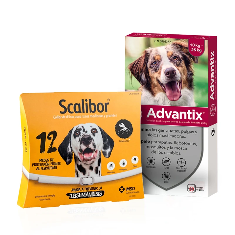 Pack Antiparasitario Perros Medianos-Grandes | Scalibor 65 cm + Advantix 4 Pipetas 10-25 kg