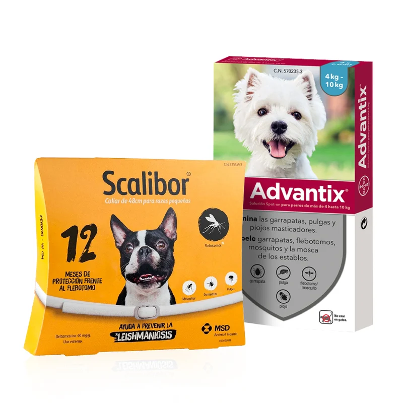 Pack Antiparasitario Perros Pequeños-Medianos | Scalibor 48 cm + Advantix 4 Pipetas 4-10 kg