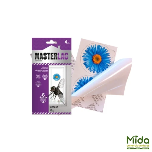 Quimunsa MASTERLAC Sticker Adhesivo Flor antimoscas x4 Unidades