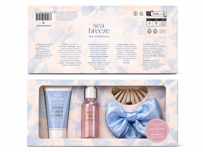Treffina Kit de Banho Brisa do Mar – Body Mist, Gel e Acessórios