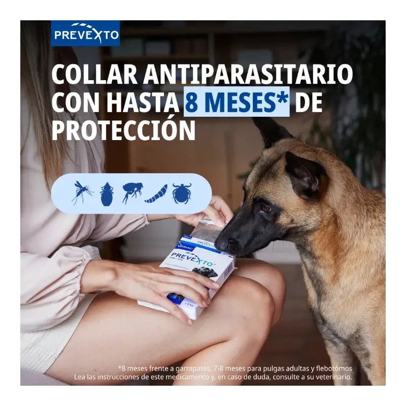 Prevexto collar antiparasitario para perros hasta 8kg, 38cm