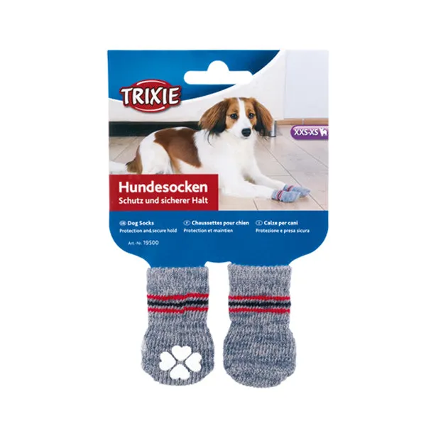 Trixie Calcetines Perro, Antideslizante, Xxs–Xs,2 Ud,Gris