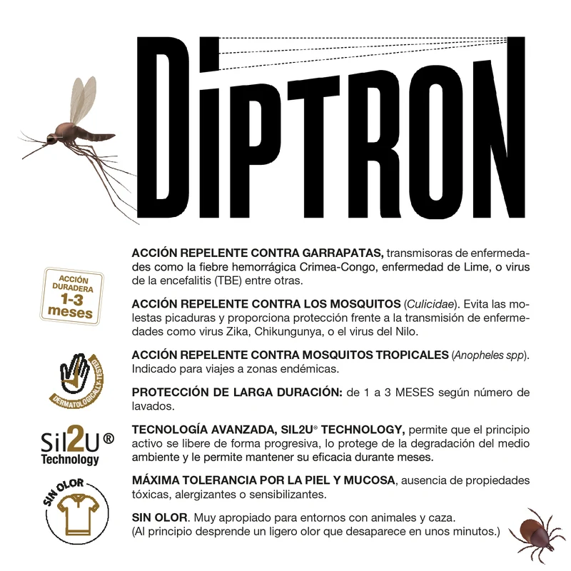 Diptrón Textil Repellent, Repelente de Insectos para Ropa 100ml