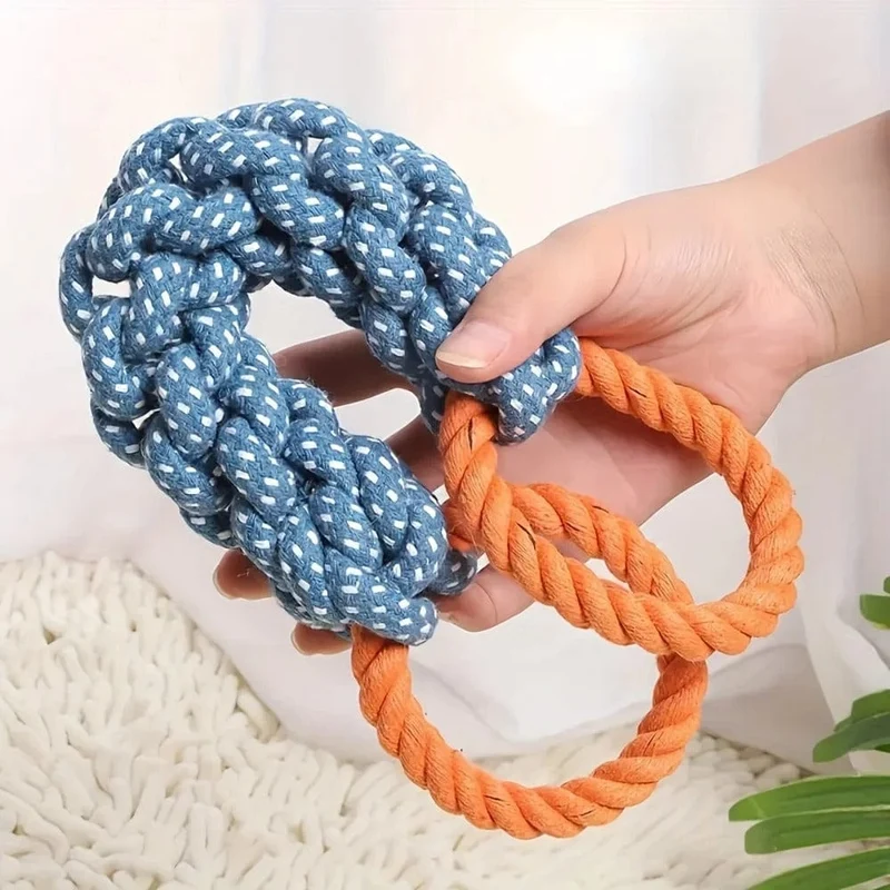 Jouet en Corde Durable pour Chiens - Double Anneau Interactif