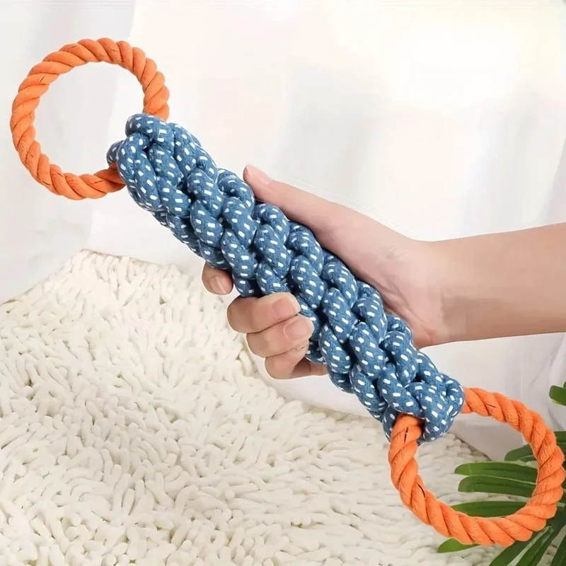 Jouet en Corde Durable pour Chiens - Double Anneau Interactif