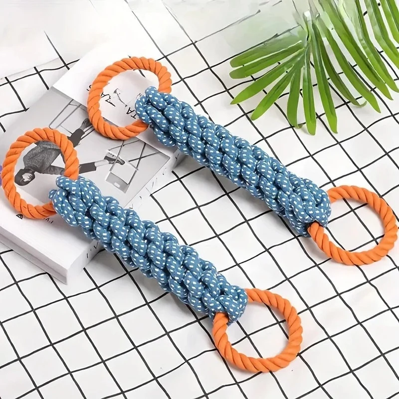 Jouet en Corde Durable pour Chiens - Double Anneau Interactif