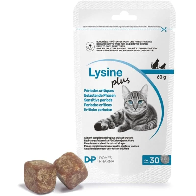 LYSINE PLUS SAC 30 COMPRIMIDOS REFUERZO INMUNOLOGICO GATOS DOMES PHARMA