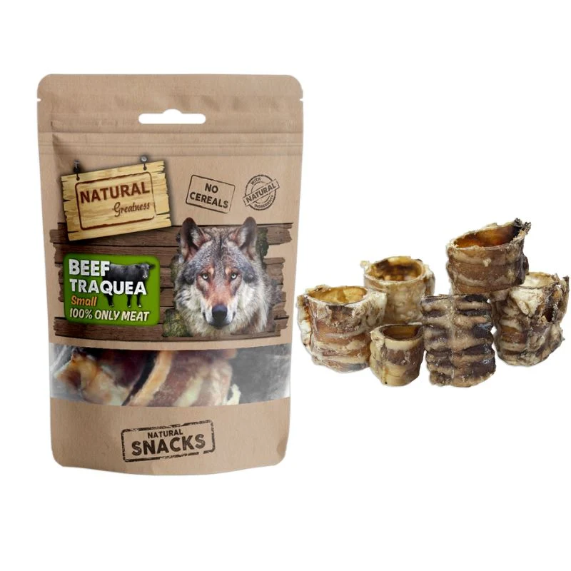 SNACK DESHIDRATADO NATURAL GREATNESS TRAQUEA DE TERNERA PEQUEÑA DUREZA ALTA 100 G