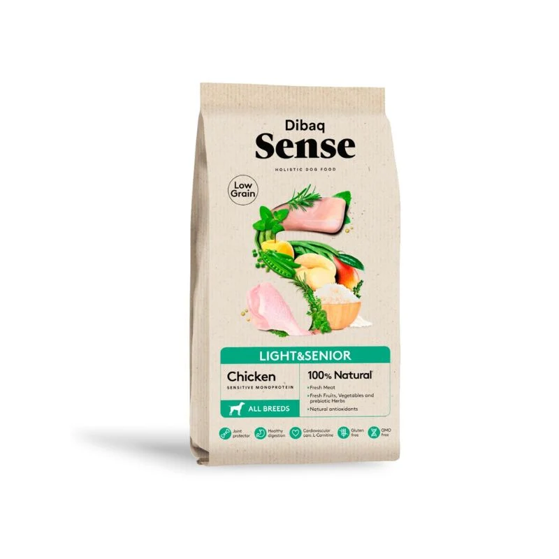 DIBAQ SENSE LOW GRAIN POLLO LIGHT O SENIOR PERRO 12 KG