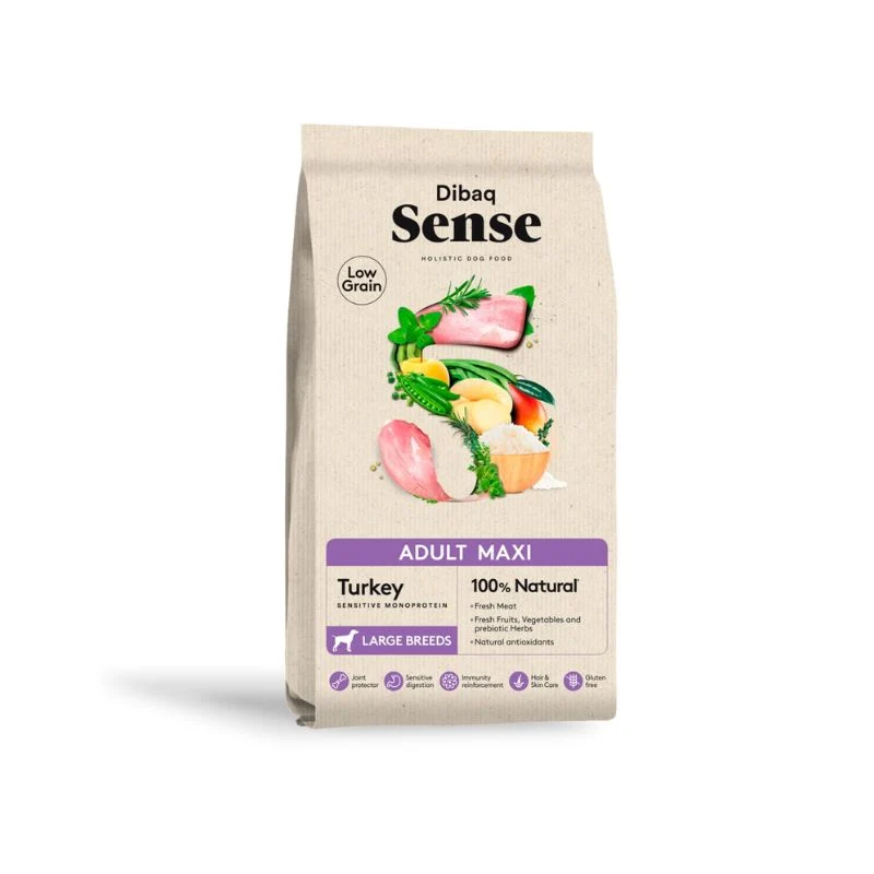 DIBAQ SENSE LOW GRAIN PERROS PAVO ADULTO MAXI 12 KG