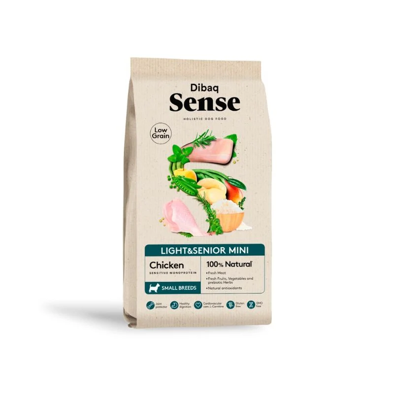 DIBAQ SENSE LOW GRAIN PERROS POLLO LIGHT SENIOR MINI 2 KG