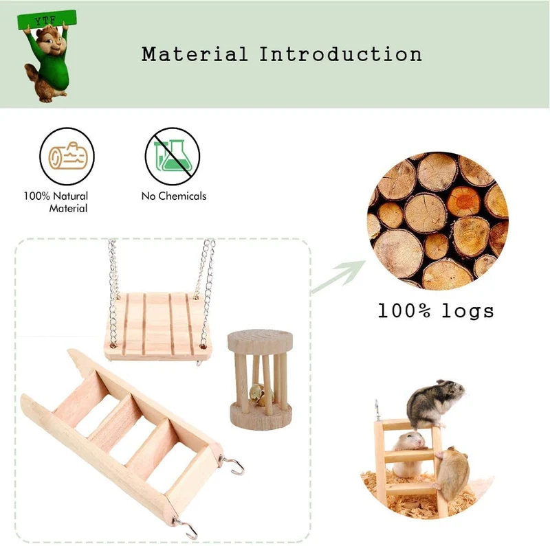 Juguetes para masticar de hámster, juguete molar para dientes de manzana natural, juguetes para masticar animales para pájaros, conejos, conejos, gerbils, cobayas, ratas, chinchillas, paquete de 8.