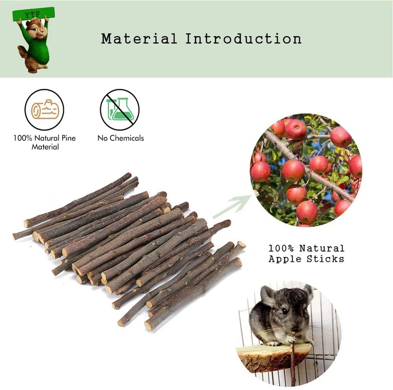 Juguetes para masticar de hámster, juguete molar para dientes de manzana natural, juguetes para masticar animales para pájaros, conejos, conejos, gerbils, cobayas, ratas, chinchillas, paquete de 8.