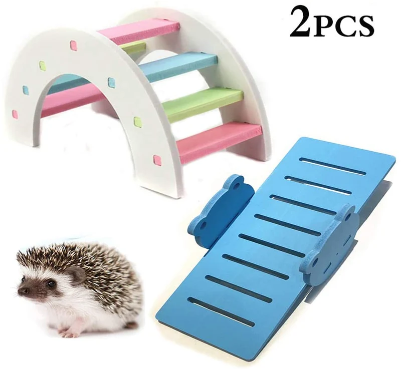 kathson Play puente hámster balancín pequeños animales, juguete de hámster para mouse y hámster enano ratones Parque infantil paquete de 2