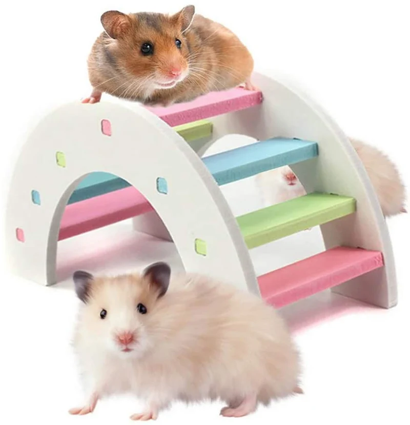 kathson Play puente hámster balancín pequeños animales, juguete de hámster para mouse y hámster enano ratones Parque infantil paquete de 2