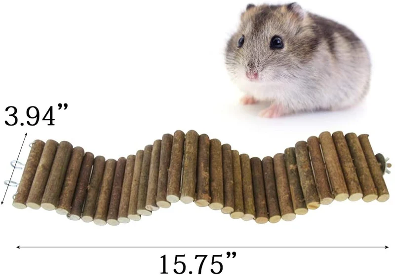 Rat Bendy larga suspensión Bridges,Guinea Pig Túnel flexible,Gerbil rampa de madera, jaula de chinchilla escalera grande, madera natural masticables juguetes para animales pequeños, roedores, ratón, erizo, hámster enano
