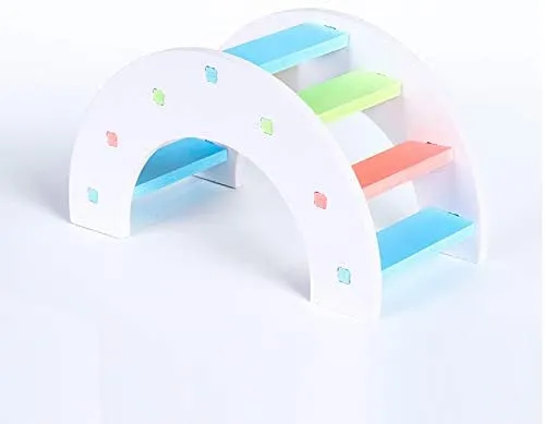 Mumax - Juego de juguetes de hámster de madera con puente de arco iris con sierra de mar de PVC, ideal para hámster nido, ratón, ratón, erizo, lagarto, animales pequeños (color al azar)