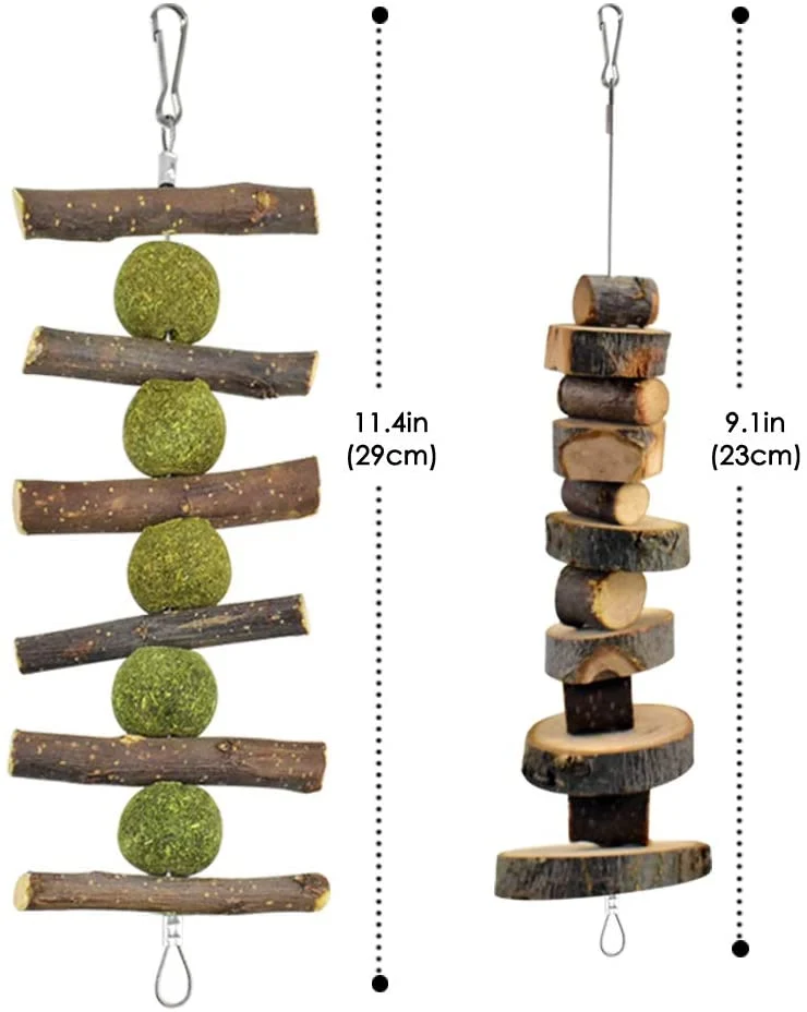 KATUMO - Juguetes para masticar conejo, 100% madera de manzana natural, chinchillas, cobayas, hámsteres, juguetes para mascotas, accesorios adecuados para conejos, ardillas, gerbios pequeños, masticar y jugar ejercicio de dientes
