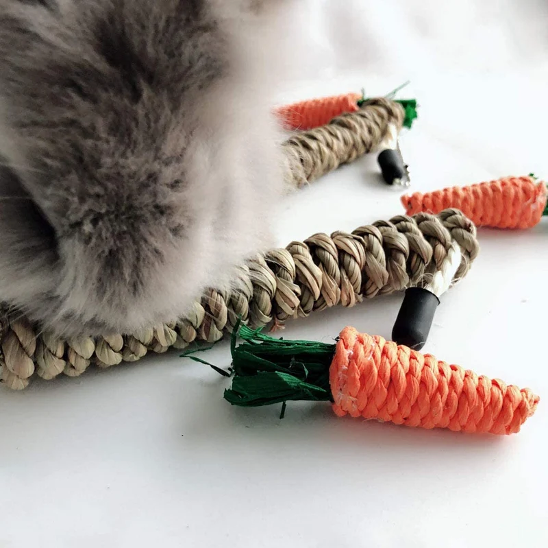 Hamiledyi Bunny divertido árbol conejo juguete masticable con forma de zanahoria Playpen