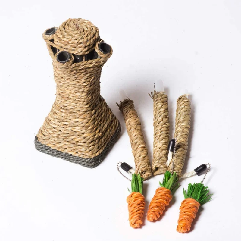 Hamiledyi Bunny divertido árbol conejo juguete masticable con forma de zanahoria Playpen