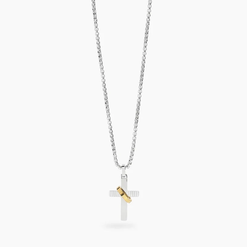 Collar Kidult de acero con cruz 851084