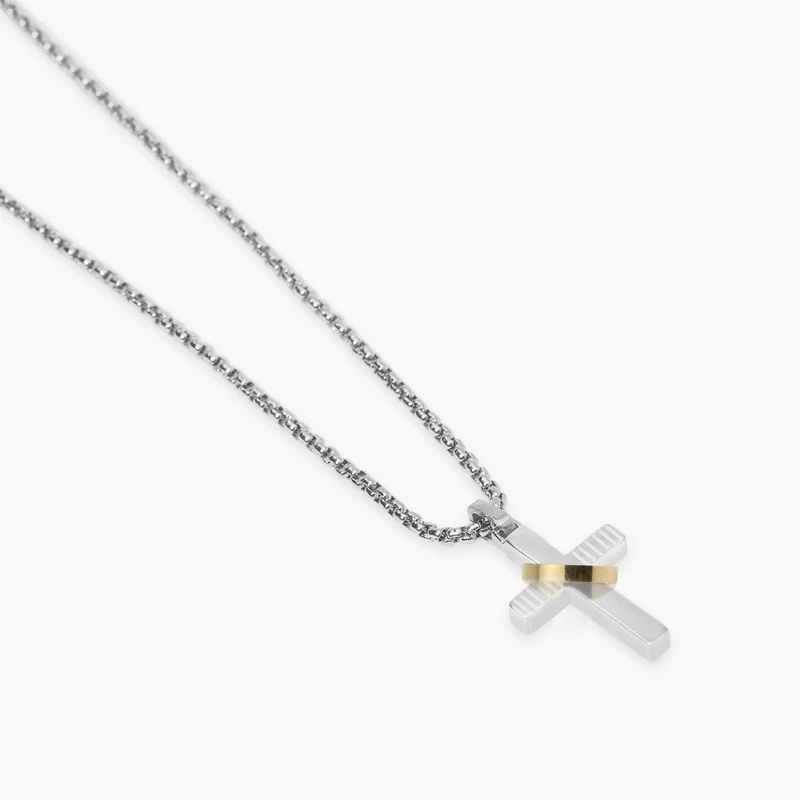Collar Kidult de acero con cruz 851084