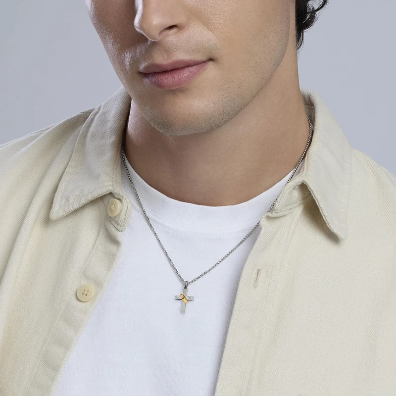Collar Kidult de acero con cruz 851084