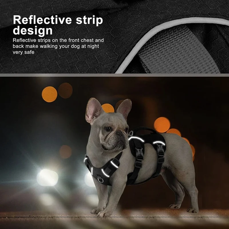 Harnais anti traction chien réfléchissant et confortable