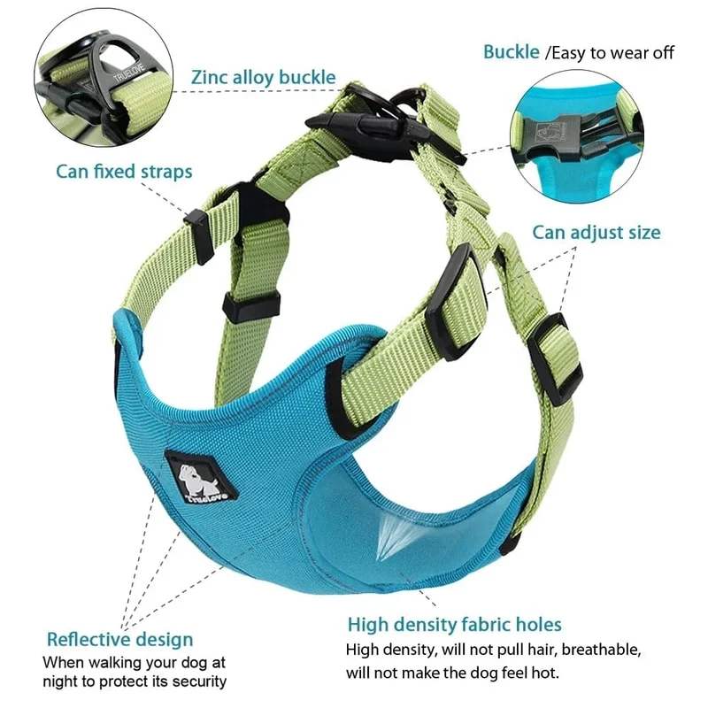Harnais anti traction chien rembourré et réfléchissant