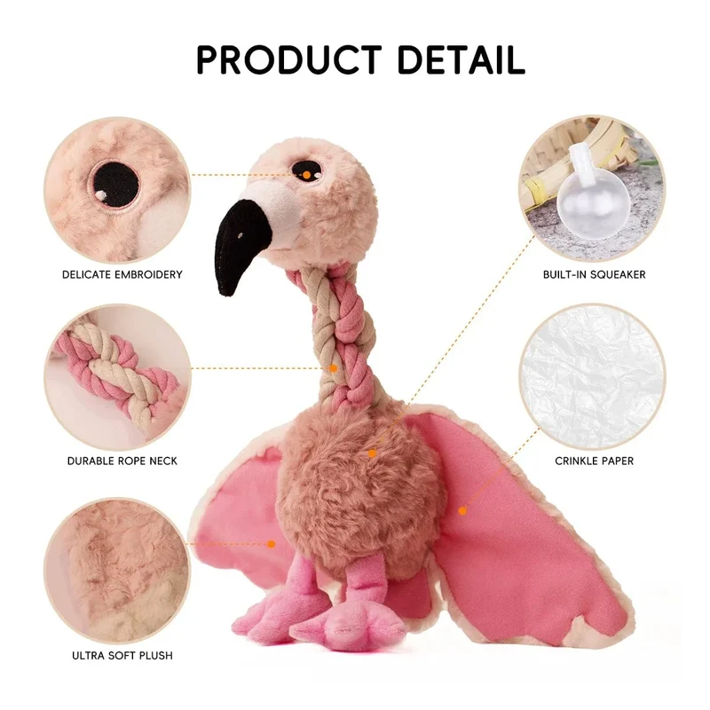 Jouet pour chien : peluche résistante avec corde et bruit