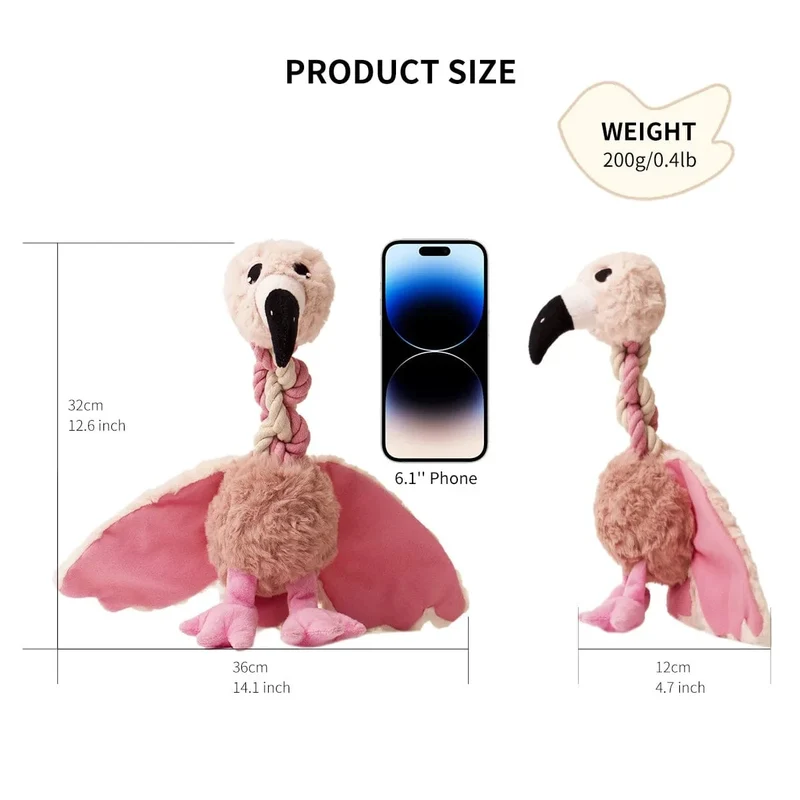 Jouet pour chien : peluche résistante avec corde et bruit
