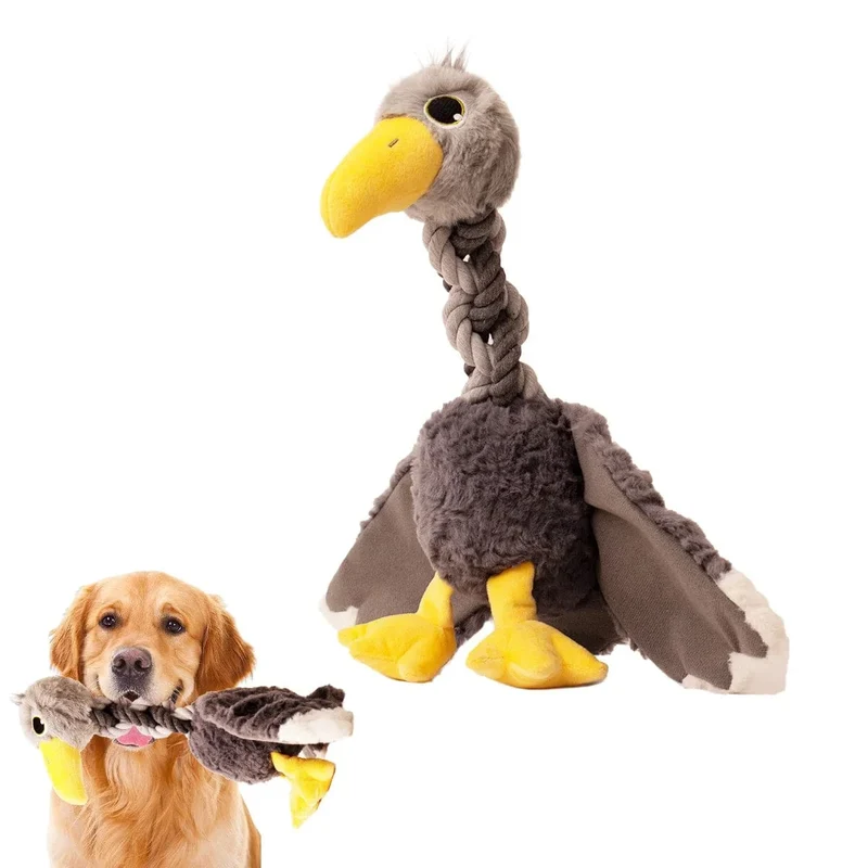 Jouet pour chien : peluche résistante avec corde et bruit