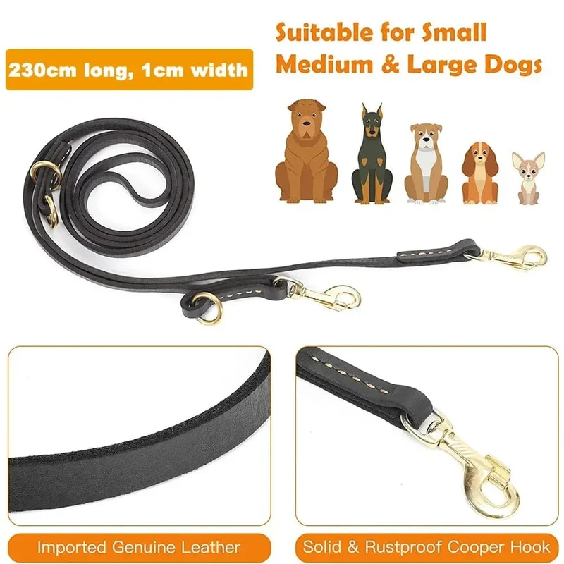 Laisse pour chien multifonctionnelle en cuir - Mains libres, style bandoulière