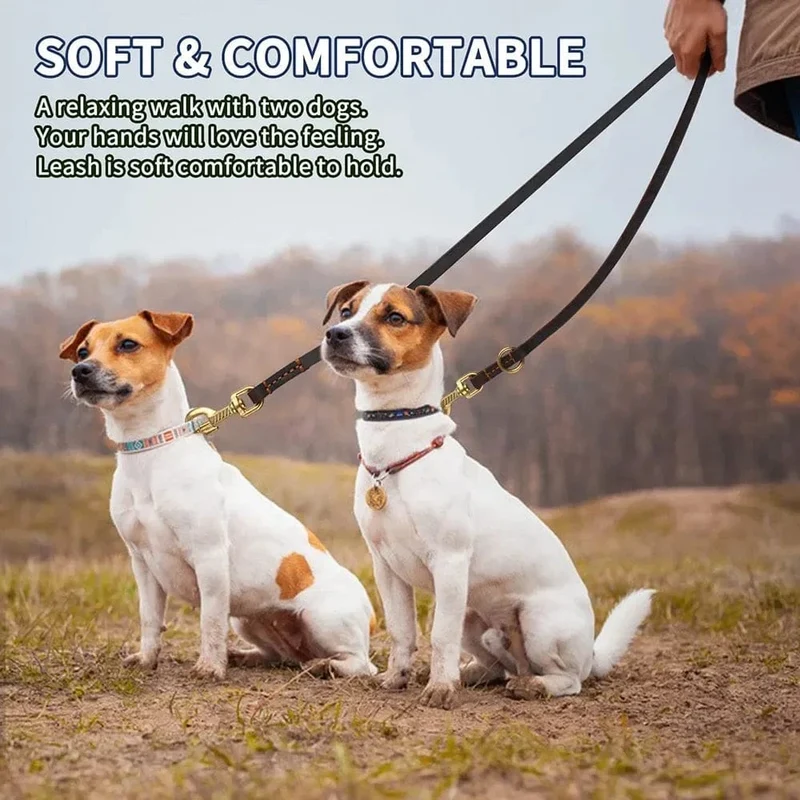 Laisse pour chien multifonctionnelle en cuir - Mains libres, style bandoulière
