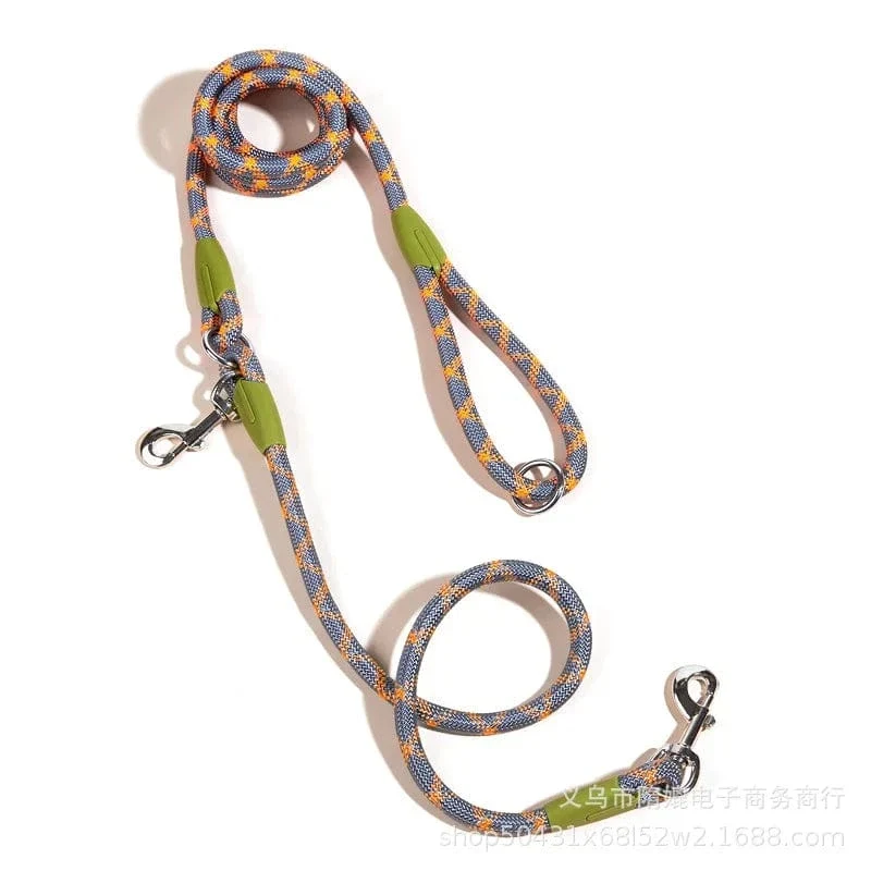 Laisse pour chien réfléchissante en nylon - Corde de traction mains libres pour tous les chiens