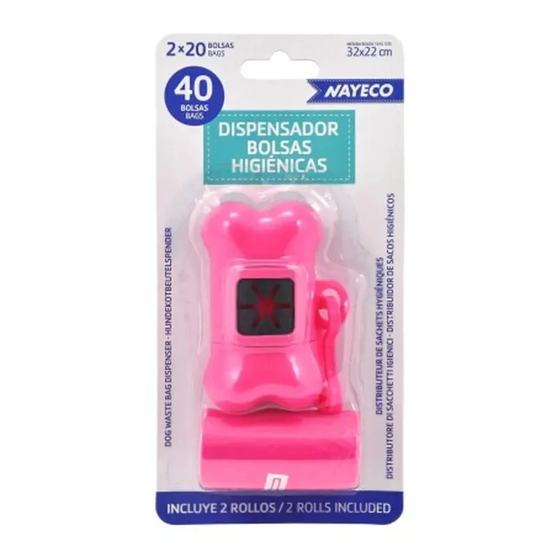 Nayeco Portabolsas Higiénicas + Pack de 2 Rollos de 20 Bolsas para Recoger Excrementos