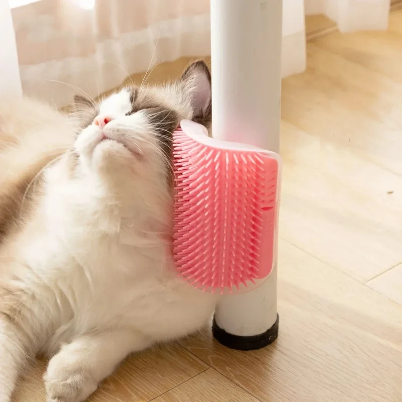 Brosse Murale Auto-Installée pour Chats avec Herbe à Chat