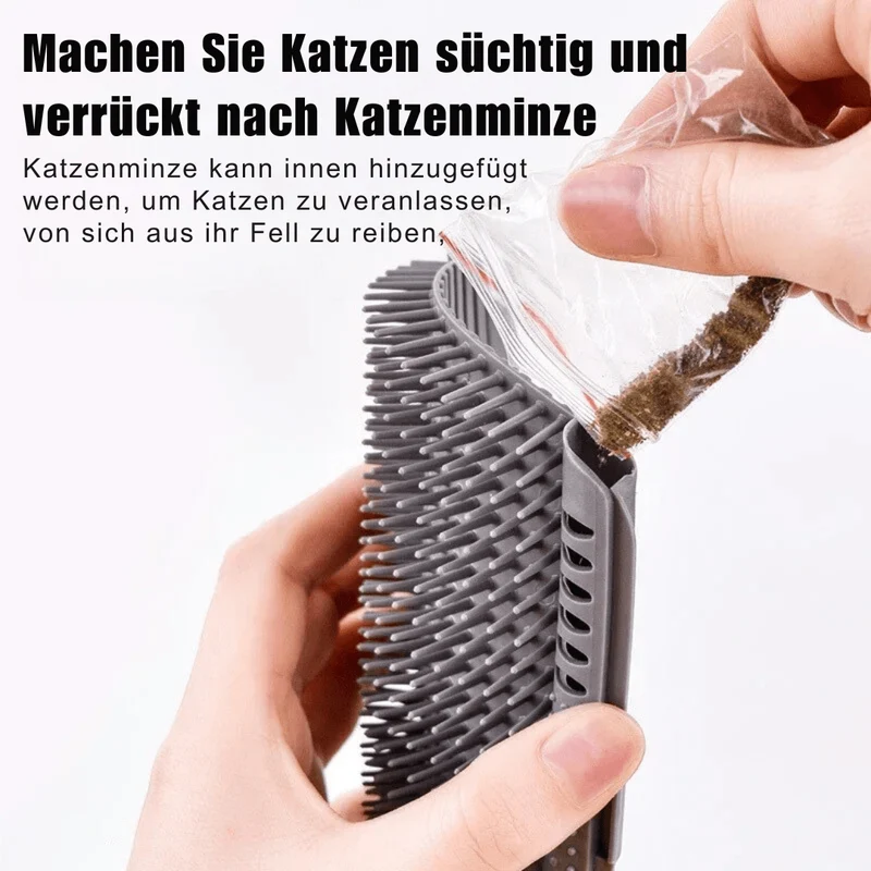 Brosse Murale Auto-Installée pour Chats avec Herbe à Chat