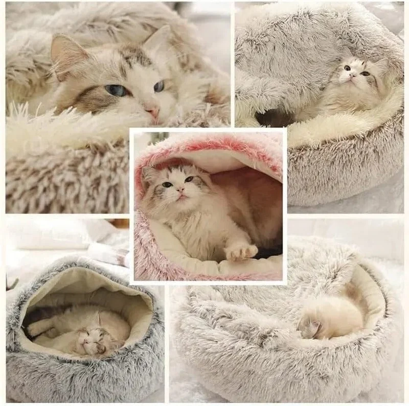 Caverne Douillette 2-en-1 pour Chats