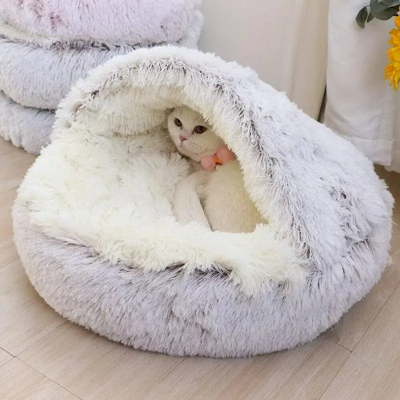 Caverne Douillette 2-en-1 pour Chats