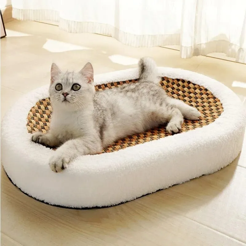 Lit pour chat luxueux avec griffoir intégré