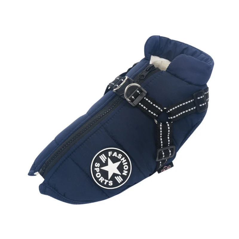 Veste d'hiver imperméable pour chiens avec harnais intégré