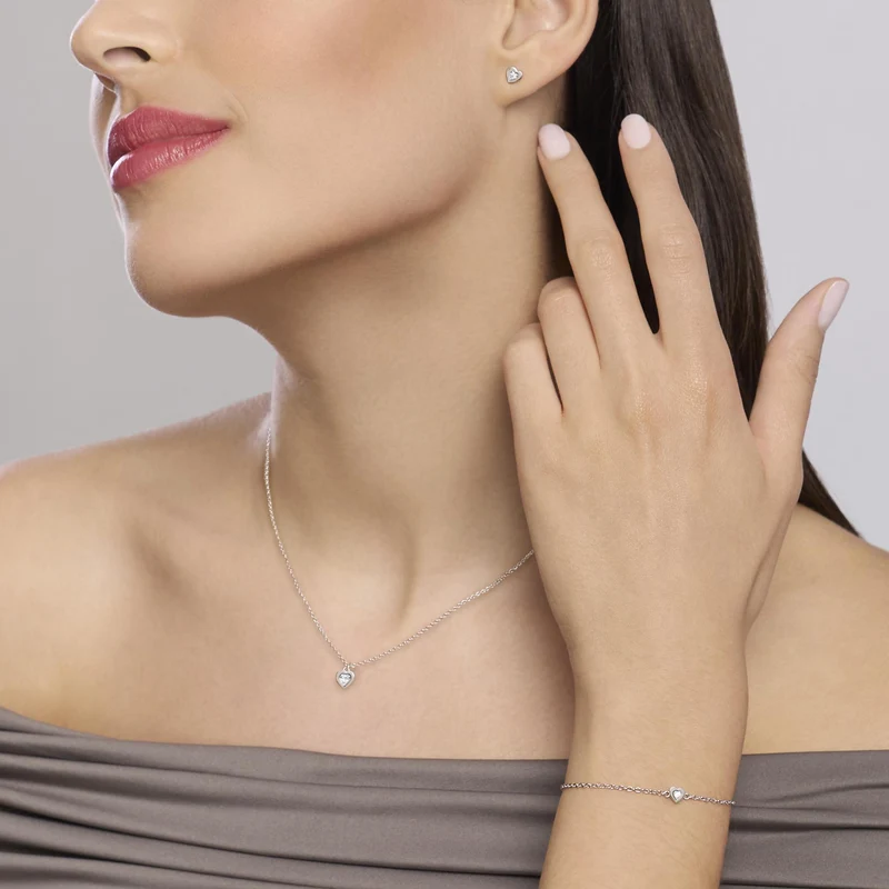 Collar Mabina con corazón y diamante lab-grown Mi diamante 553810